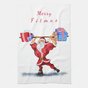 Bodybuilder Santa Funny Christmas Küchentuch