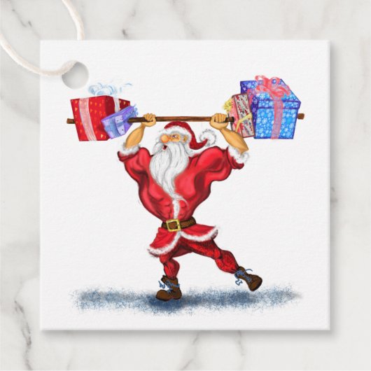 Bodybuilder Santa Funny Weihnachtsgeschenke Tags Geschenkanhänger (Vorderseite)