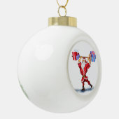 Bodybuilder Santa Funny Weihnachtsschmuck Keramik Kugel-Ornament (Links)