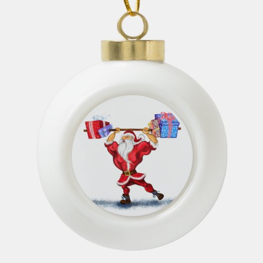 Bodybuilder Santa Funny Weihnachtsschmuck Keramik Kugel-Ornament (Vorderseite)