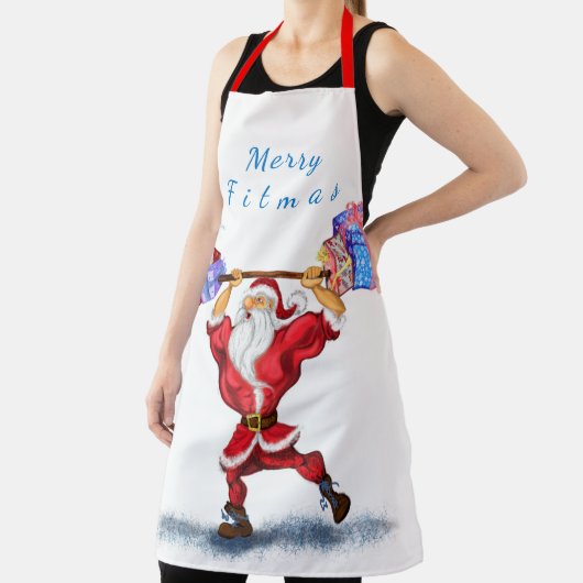 Bodybuilder Santa mit Geschenk Funny Weihnachten S Schürze (InSitu)
