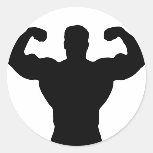 Bodybuilder-Silhouette Runder Aufkleber (Vorderseite)