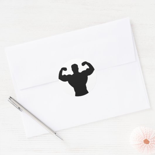Bodybuilder-Silhouette Runder Aufkleber (Umschlag)