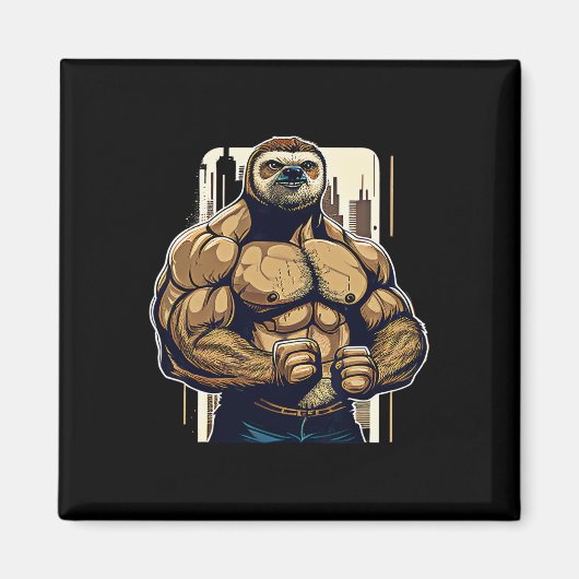 Bodybuilder Sloth Funny Bodybuilding Sloth Fitness Magnet (Vorne)
