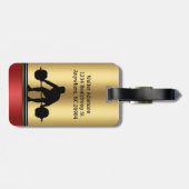 Bodybuilder Sport Gewichtslifter Silhouette Elegan Gepäckanhänger (Rückseite horizontal)