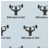 Bodybuilder starke Typ mit eigenem Text in beliebi Stoff (Nahaufnahme)