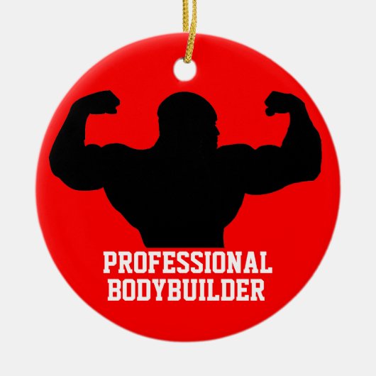 Bodybuilder-Verzierungs-rotes Blau Keramik Ornament (Vorne)