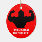 Bodybuilder-Verzierungs-rotes Blau Keramik Ornament (Links)