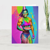 Bodybuilder weiblich Lesbian zum Geburtstag Karte (Vorderseite)