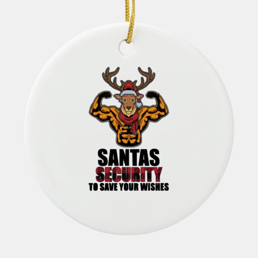 Bodybuilder Weiglifter Gym Muscle Santa Security Keramik Ornament (Vorne)