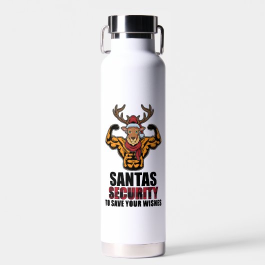 Bodybuilder Weiglifter Gym Muscle Santa Security Trinkflasche (Vorne)