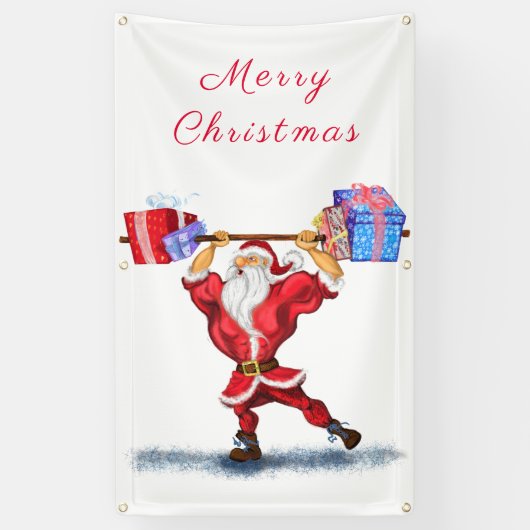 Bodybuilder Weihnachtsbanner Banner (Vertikal)