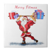 Bodybuilder Weihnachtsbaum Weihnachtsbaum Keramik  Fliese (Vorderseite)