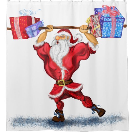 Bodybuilder Weihnachtsduschvorhang Duschvorhang (Vorderseite)