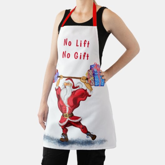 Bodybuilder Weihnachtsmann mit Weihnachtsgeschenke Schürze (InSitu)