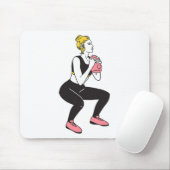 Bodybuilderin Beintag Mädchen Kettlebells Fitness Mousepad (Mit Mouse)