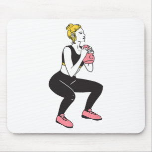 Bodybuilderin Beintag Mädchen Kettlebells Fitness  Mousepad
