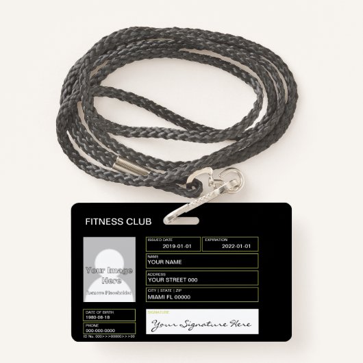 Bodybuilding Ausweis (Rückseite mit Schlüsselband)