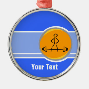 Bodybuilding; Blau u. Orange Ornament Aus Metall