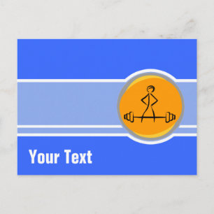 Bodybuilding; blau und orange postkarte