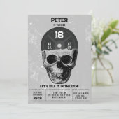 Bodybuilding des Schädeltrainings Geburtstag Einladung (Stehend Vorderseite)