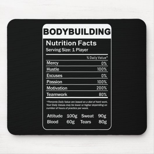 Bodybuilding-Ernährungsfakten  Mousepad (Vorne)
