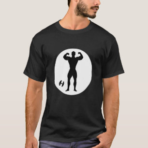 Bodybuilding für Männer mit doppelter Pose mit Dum T-Shirt
