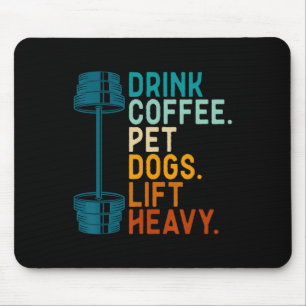 Bodybuilding Gewichtheben Trinke Kaffee Mit Hunde Mousepad