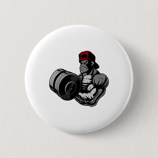 Bodybuilding Gorilla Gym Krafttraining Workout Button (Vorderseite)
