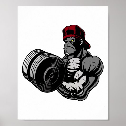 Bodybuilding Gorilla Workout Gym Strength Training Poster (Vorne)
