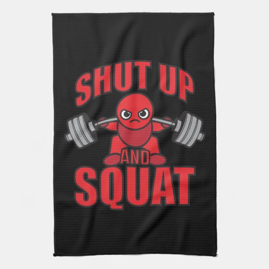 Bodybuilding - Halt und Squat - Kawaii Leg Day Geschirrtuch (Vertikal)