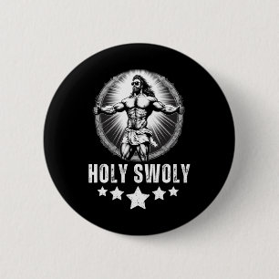 Bodybuilding Jesus Fitness Heiliger Swoly Lustiger Button