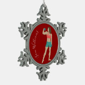 Bodybuilding Schneeflocken Zinn-Ornament (Links)