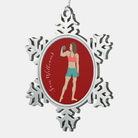 Bodybuilding Schneeflocken Zinn-Ornament (Rechts)