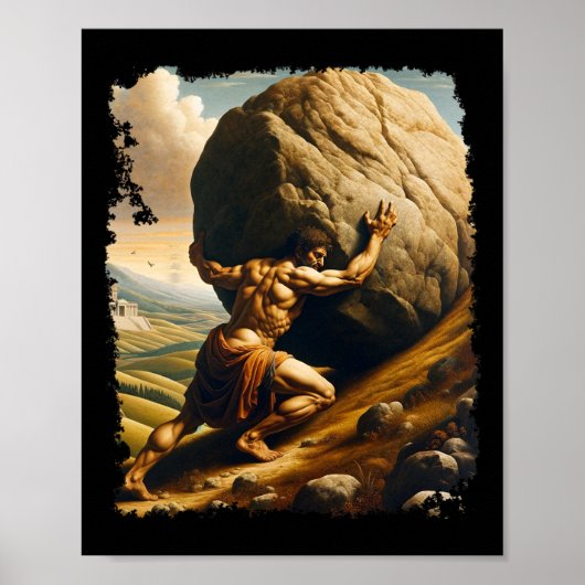 Bodybuilding Sisyphus Ausdauer Klick Art Griechisc Poster (Vorne)