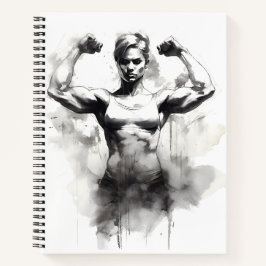 Bodybuilding Sketch Frauen, die ihre Muskeln flech Notizblock