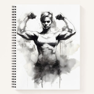Bodybuilding Sketch Frauen, die ihre Muskeln flech Notizblock
