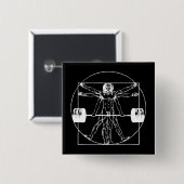 Bodybuilding - Vitruvian Barbell Man Button (Vorne & Hinten)