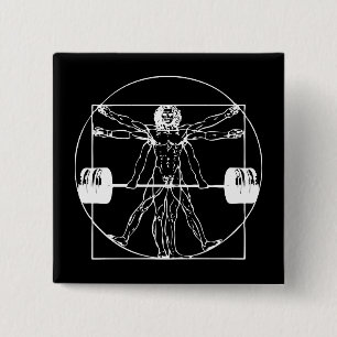 Bodybuilding - Vitruvian Barbell Man Button