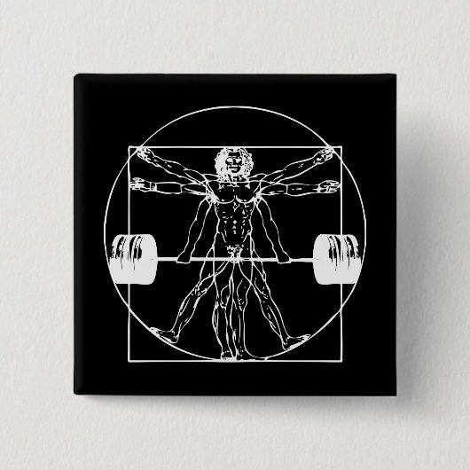 Bodybuilding - Vitruvian Barbell Man Button (Vorderseite)