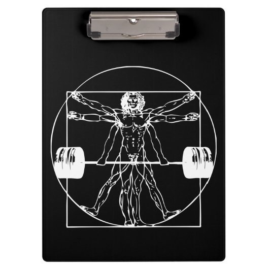 Bodybuilding - Vitruvian Barbell Man Klemmbrett (Vorderseite)