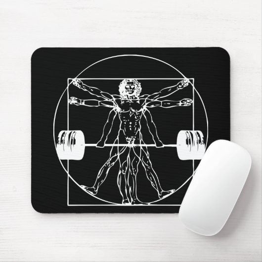 Bodybuilding - Vitruvian Barbell Man Mousepad (Mit Mouse)