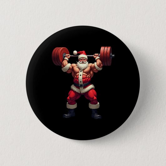 Bodybuilding Weihnachtsmann Bodybuilder Weihnachte Button (Vorderseite)
