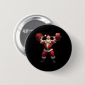Bodybuilding Weihnachtsmann Bodybuilder Weihnachte Button (Vorne & Hinten)