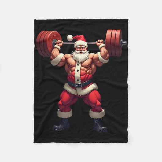 Bodybuilding Weihnachtsmann Bodybuilder Weihnachte Fleecedecke (Vorderseite)