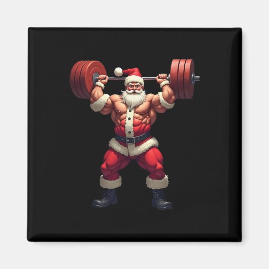 Bodybuilding Weihnachtsmann Bodybuilder Weihnachte Magnet (Vorne)