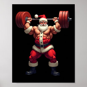 Bodybuilding Weihnachtsmann Bodybuilder Weihnachte Poster