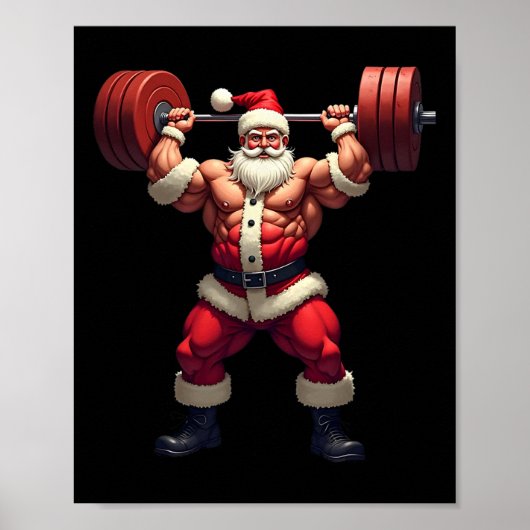 Bodybuilding Weihnachtsmann Bodybuilder Weihnachte Poster (Vorne)