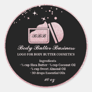 Bodybutterflasche Kosmetik Glanz rosa Runder Aufkleber
