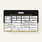 Bodyguard-Abzeichen Ausweis (Rückseite)